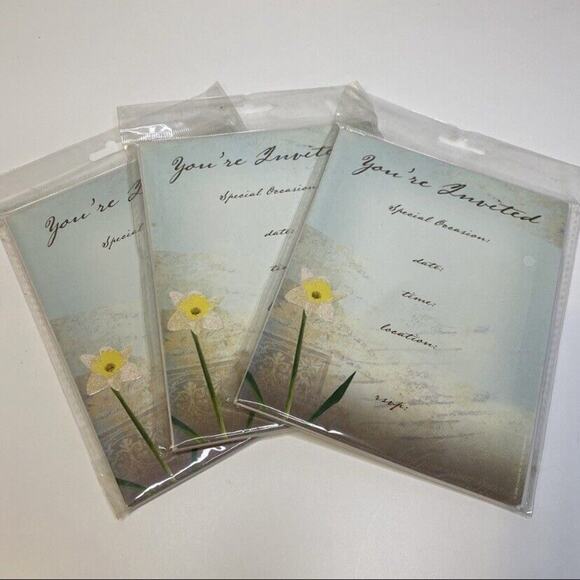 3 Packages of Invitation Cards Flower New - Picture 1 of 5